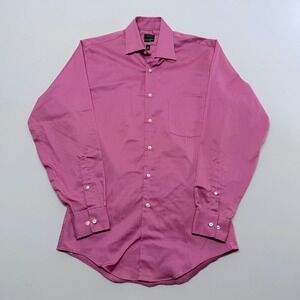 Arrow USA 1851 Mens Fitted Dress Shirt Pink No Iron 14.5 32/33 Long Sleeve